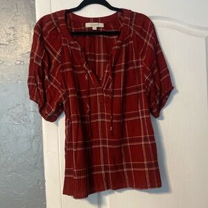 Loft Short Sleeve Plaid Shirt